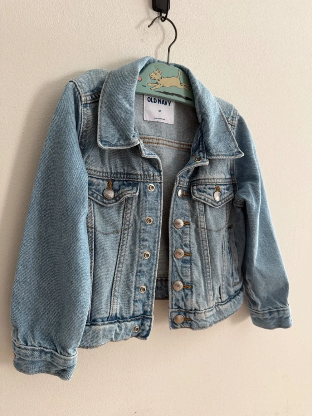 Old Navy 5T Denim Trucker Jacket Lt Wash Jean Distressed Cotton Grunge Western